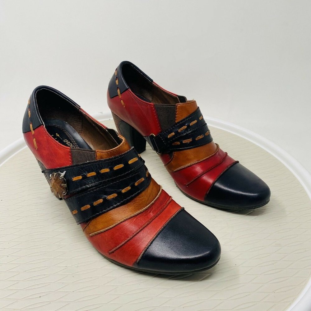 Lartiste Spring Step Wonderous Booties 40 9 Red Leather Colorful Heel Shoes Boot